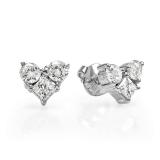 0.45 Carat (ctw) 14K White Gold Round & Princess White Diamond Heart Earrings